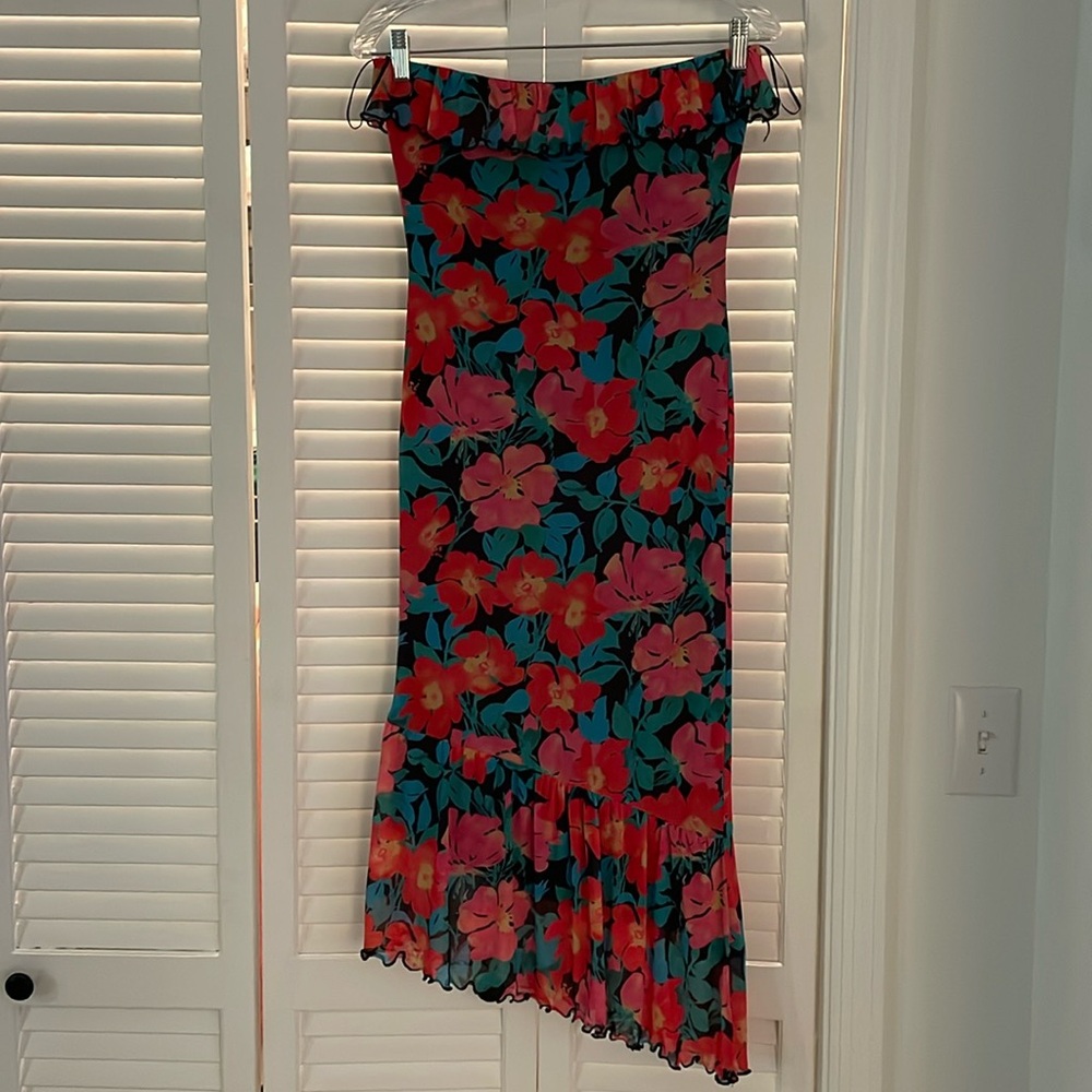 Sage the label floral strapless dress